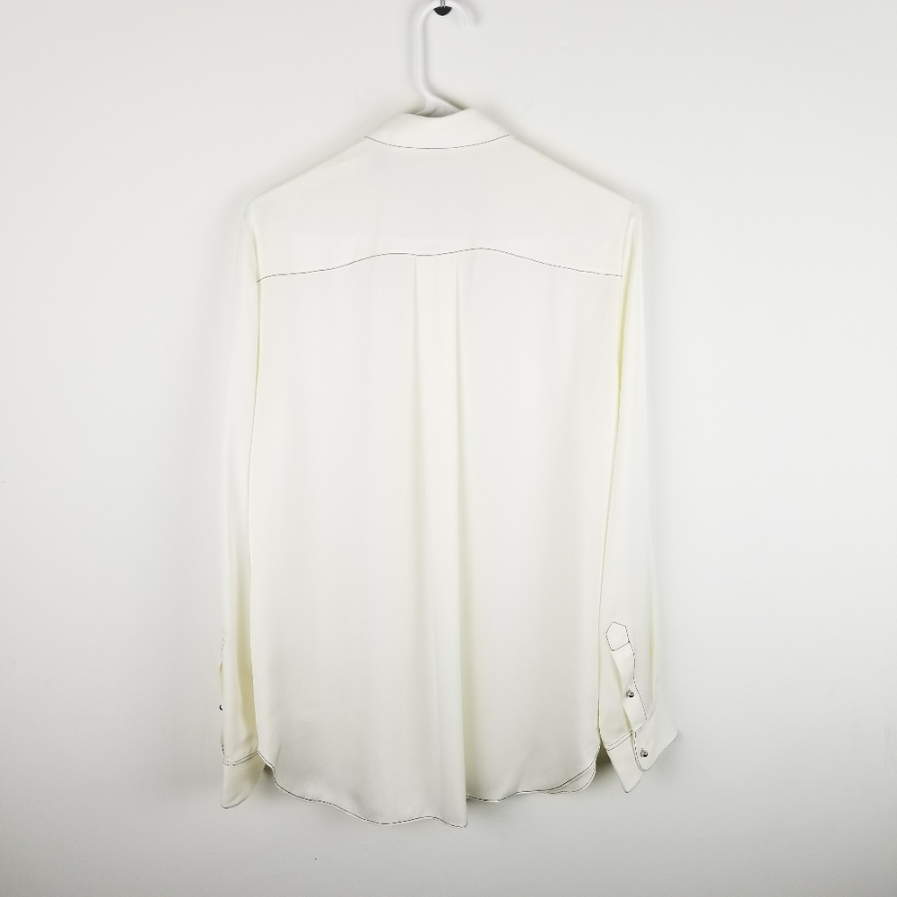 Theory Sunaya B Silk Blouse Button Front Ivory - Picture 5 of 6